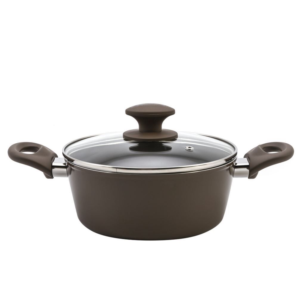 Panela Caçarola De Alumínio Revestimento Cerâmico Indução Optima Havan Casa 3,8L - Camurça