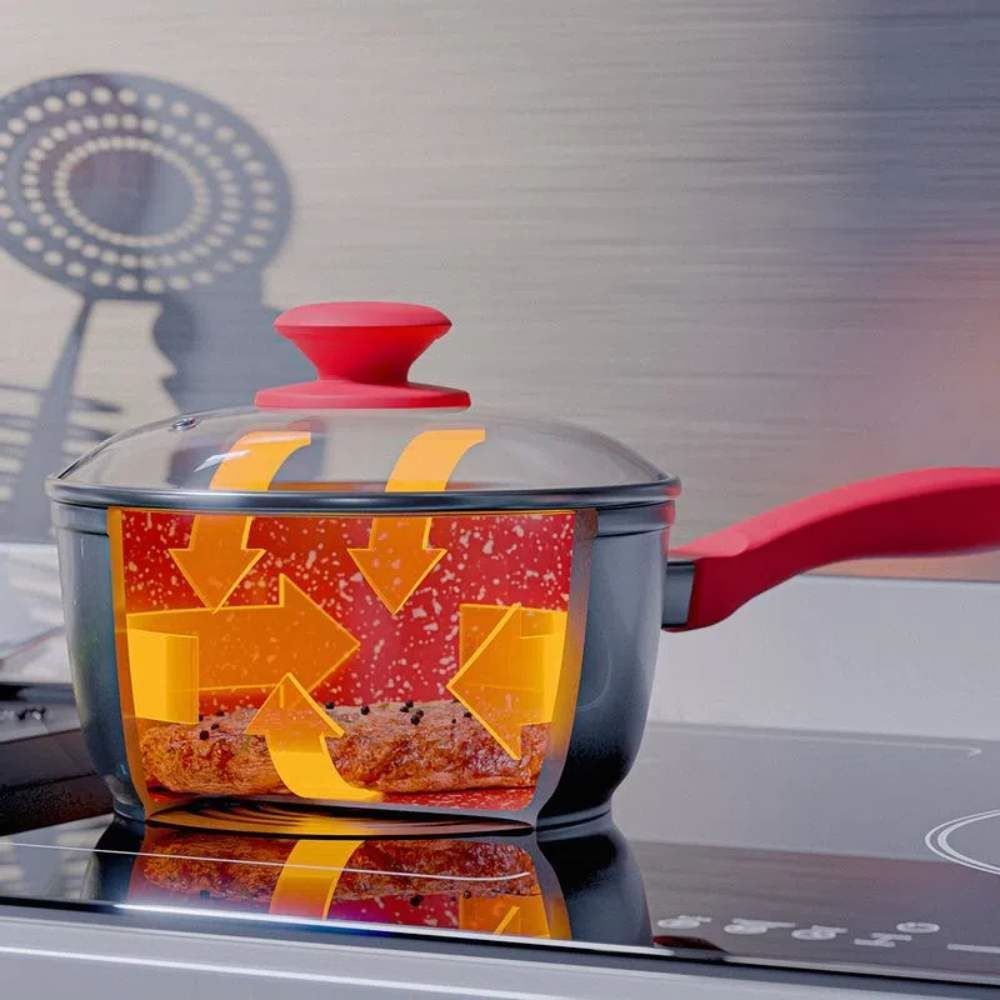 Panela Com Tampa De Vidro Redstone Définitive Philco 1,4L - Cinza com Vermelho