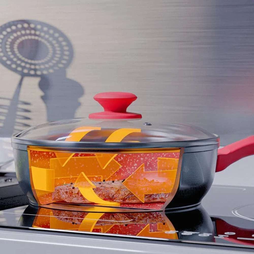 Panela Com Tampa De Vidro Redstone Définitive Philco 2,7L - Cinza com Vermelho