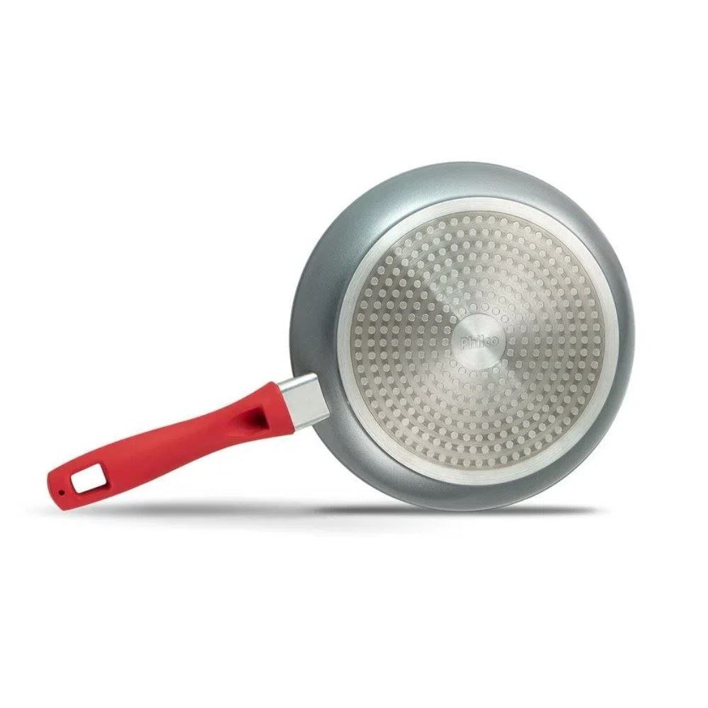 Panela Com Tampa De Vidro Redstone Définitive Philco 2,7L - Cinza com Vermelho