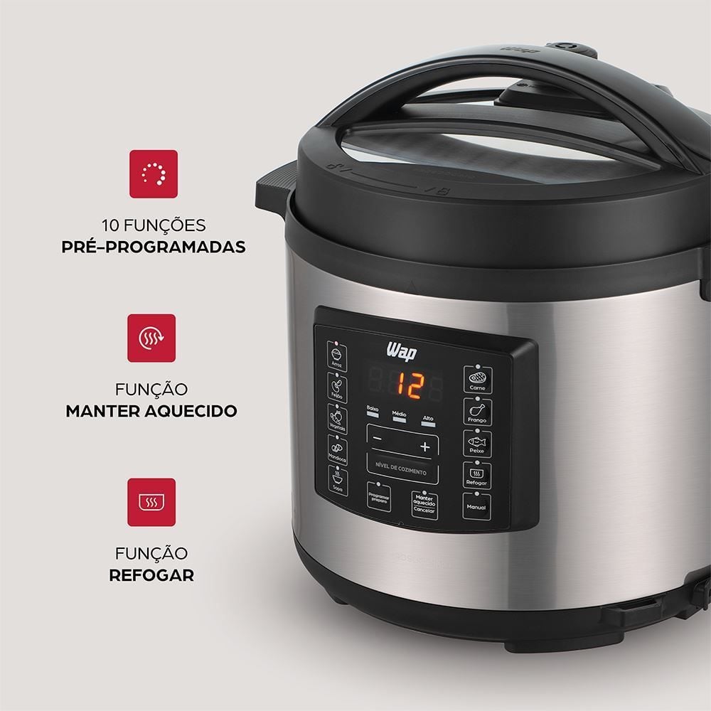 Panela De Pressão Elétrica Wap 6 Litros 1000W WPPE1