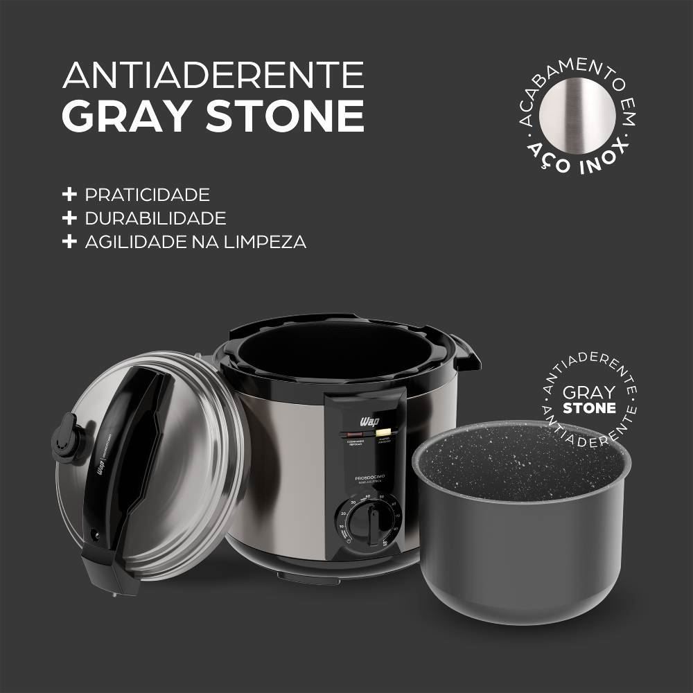 Panela de Pressão Elétrica WAP 900W 5 Litros Inox WPPE2