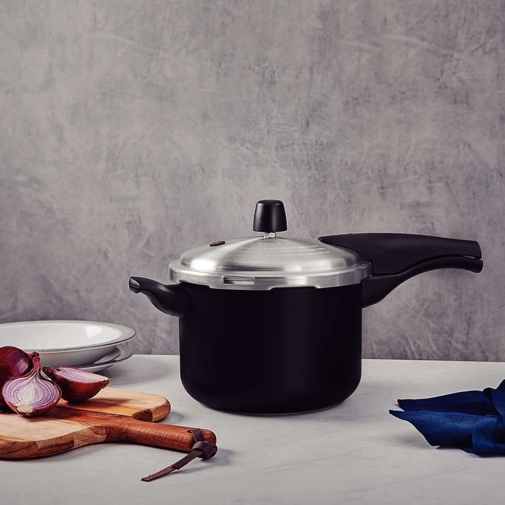 Panela De Pressão Em Alumínio Starflon Max Vancouver Effect Tramontina 4,5 Litros - Preto