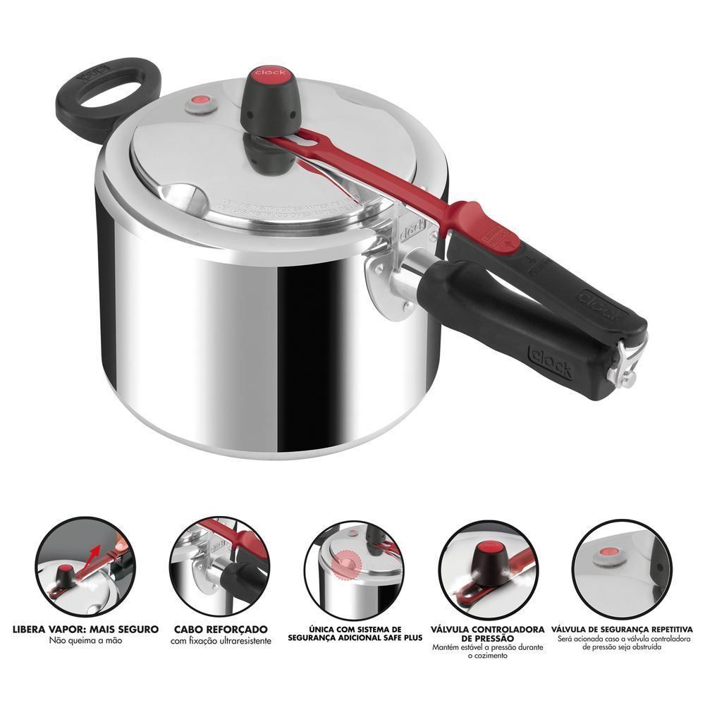 Panela De Pressão Fechamento Interno Clock - 4,5 Litros