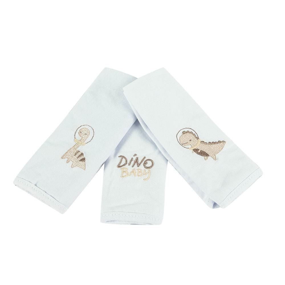 Pano De Boca C/ Prendedor De Chupeta 3 Peças - Dino Bege