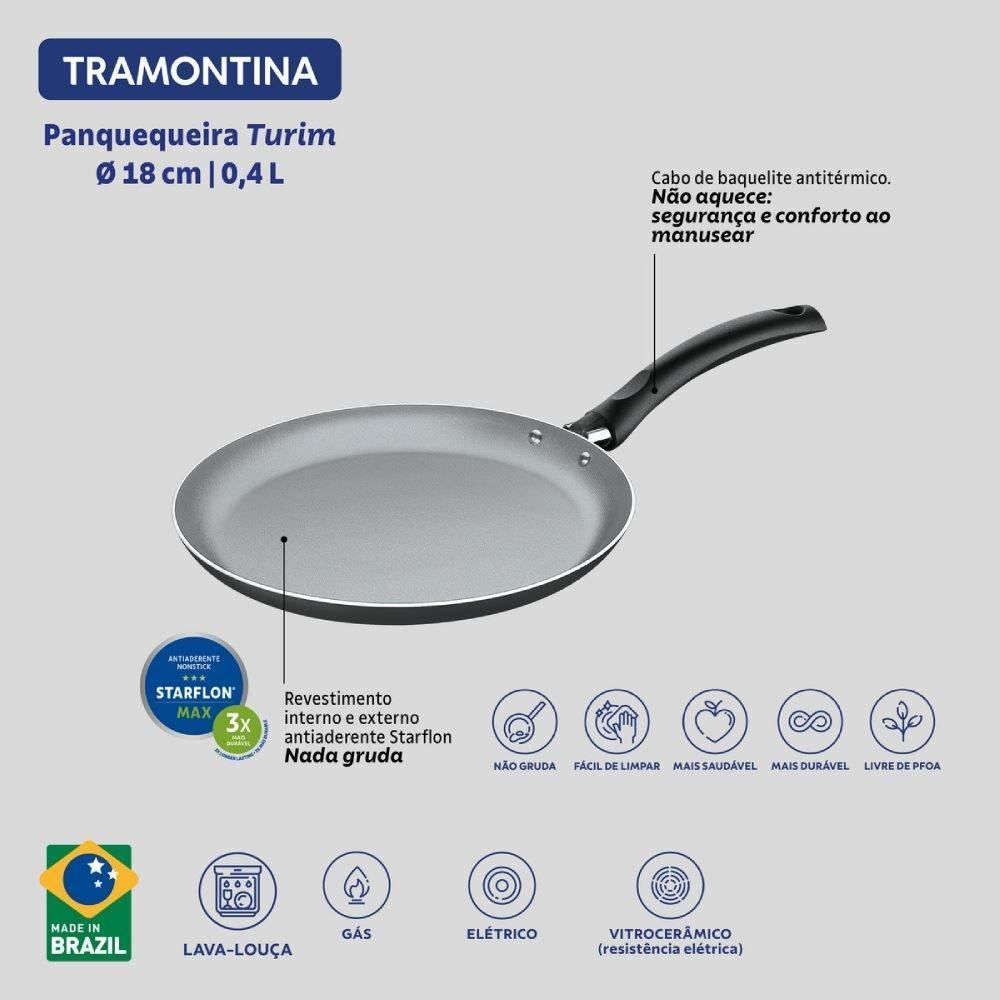 Panquequeira Turim Antiaderente Tramontina 18Cm - Cinza