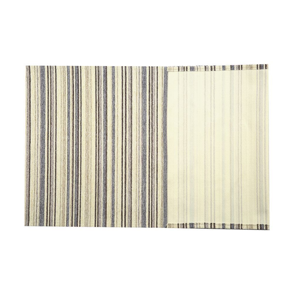 Tapete Para Quarto Ou Sala Chenile 0,75X1,6 M Havan Casa - Listras Bege e Azul