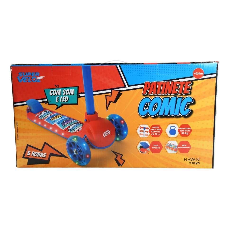 Patinete 3 Rodas Com Som E Led Havan Toys - HBR0901