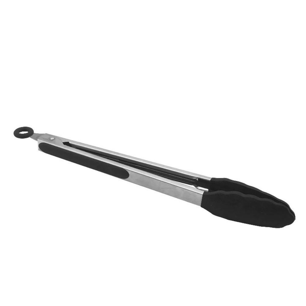 Pegador De Silicone E Inox Multiuso Havan Casa 34,5Cm - Preto e Inox