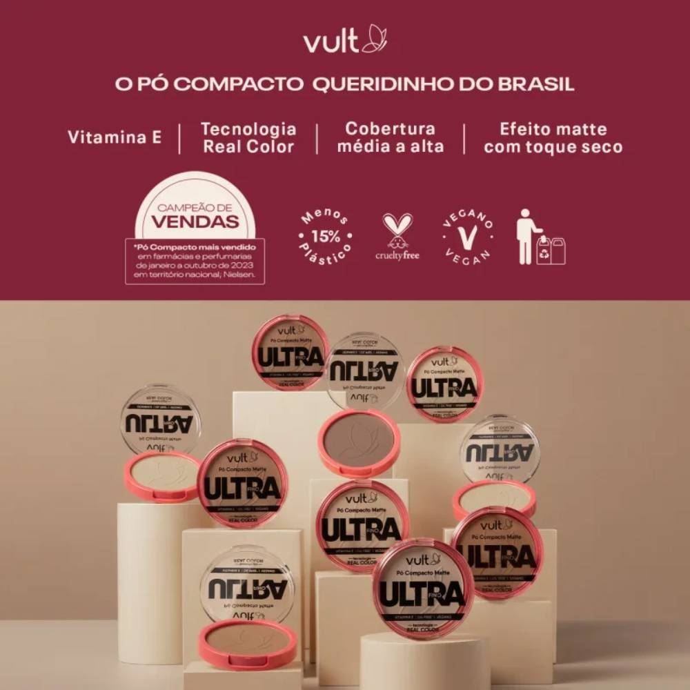 Pó Compacto Matte Ultrafino V410 Vult - 9g