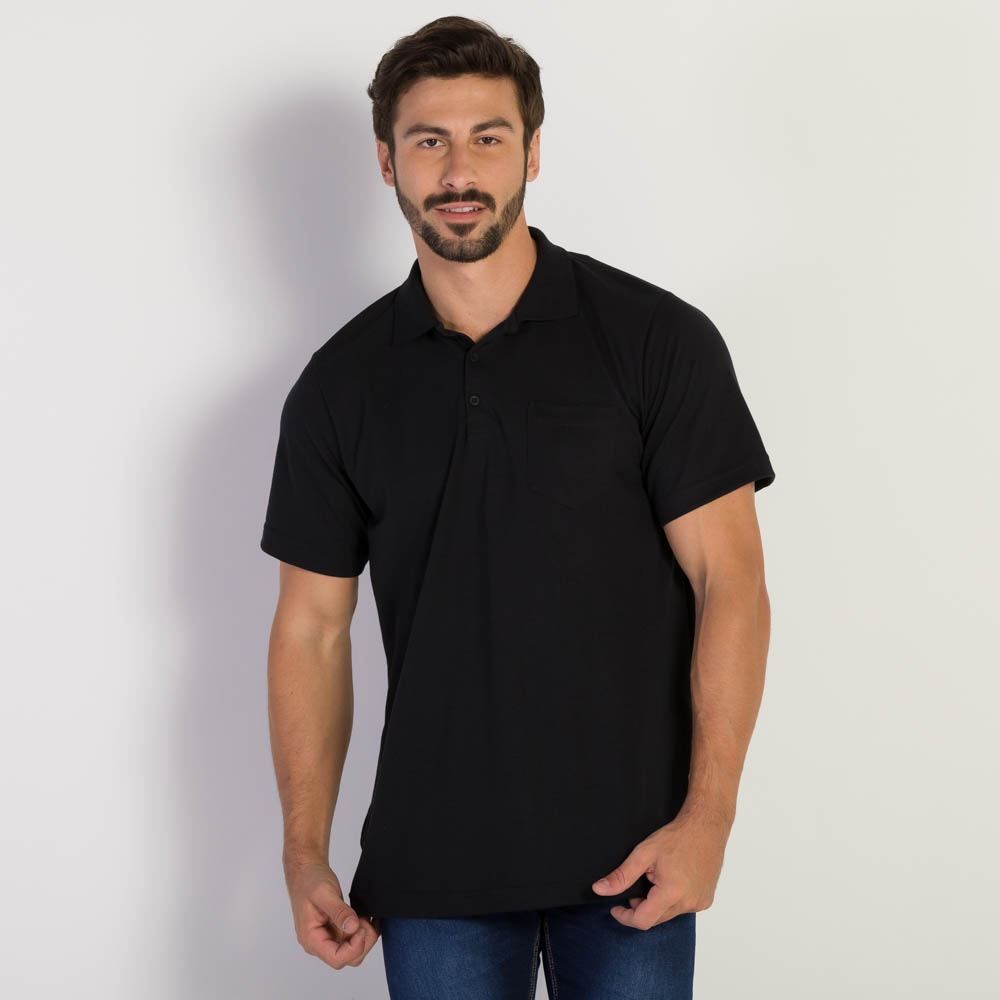 Polo Masculina Básica Com Bolso Marc Alain