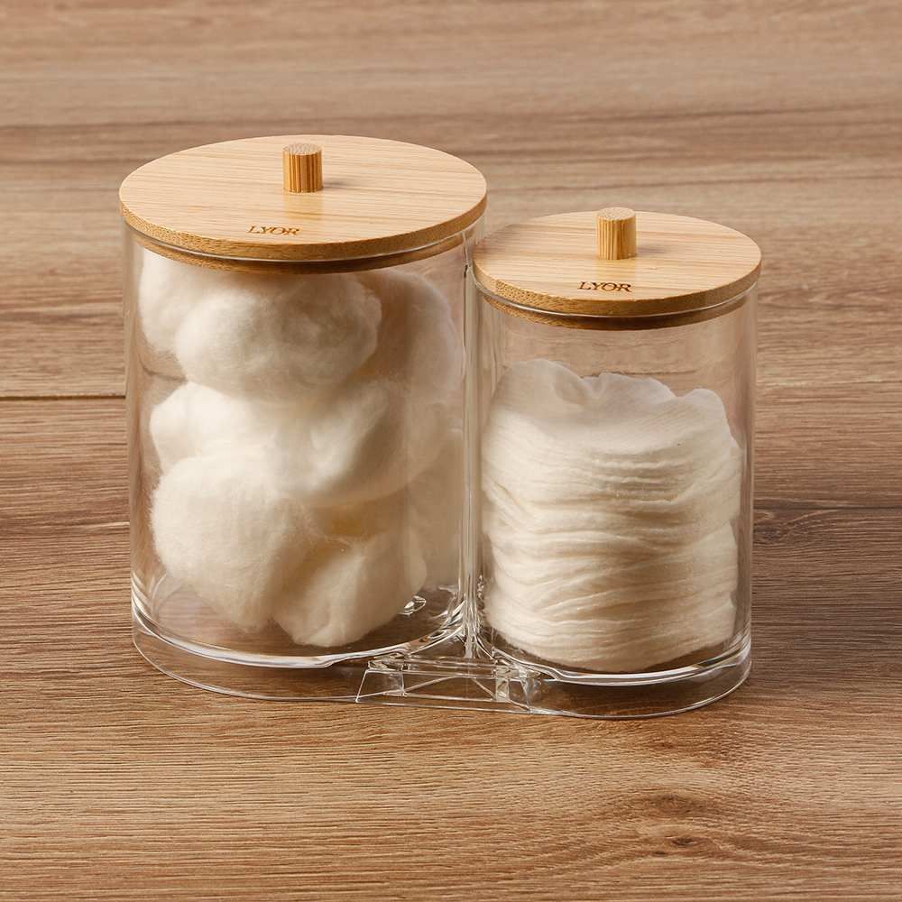 Porta Algodão E Cotonete Com Tampa My Box Lyor - Bambu