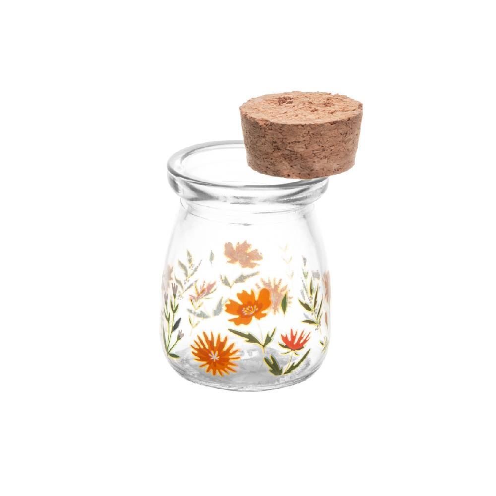Porta Condimentos De Vidro Com Rolha De Bambu Flora Lyor - 100ml
