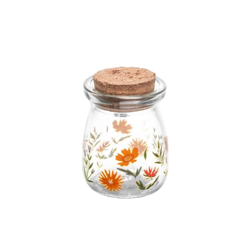Porta Condimentos De Vidro Com Rolha De Bambu Flora Lyor - 100ml
