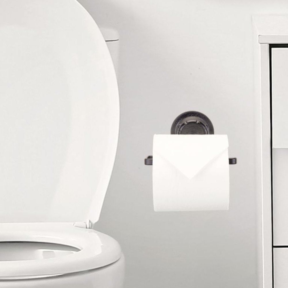 Porta Papel Higiênico Com Ventosa Ultra Sucção Arthi - Preto