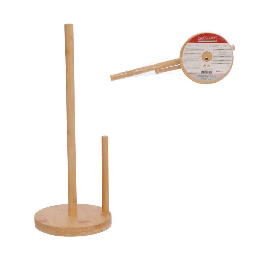 Porta Papel Toalha De Bambu Hauskraft - 33cm