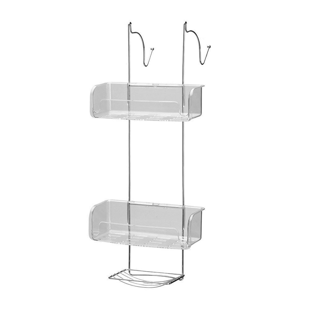 Porta Shampoo Duplo De Box Com Saboneteira Arthi - Aço Inox