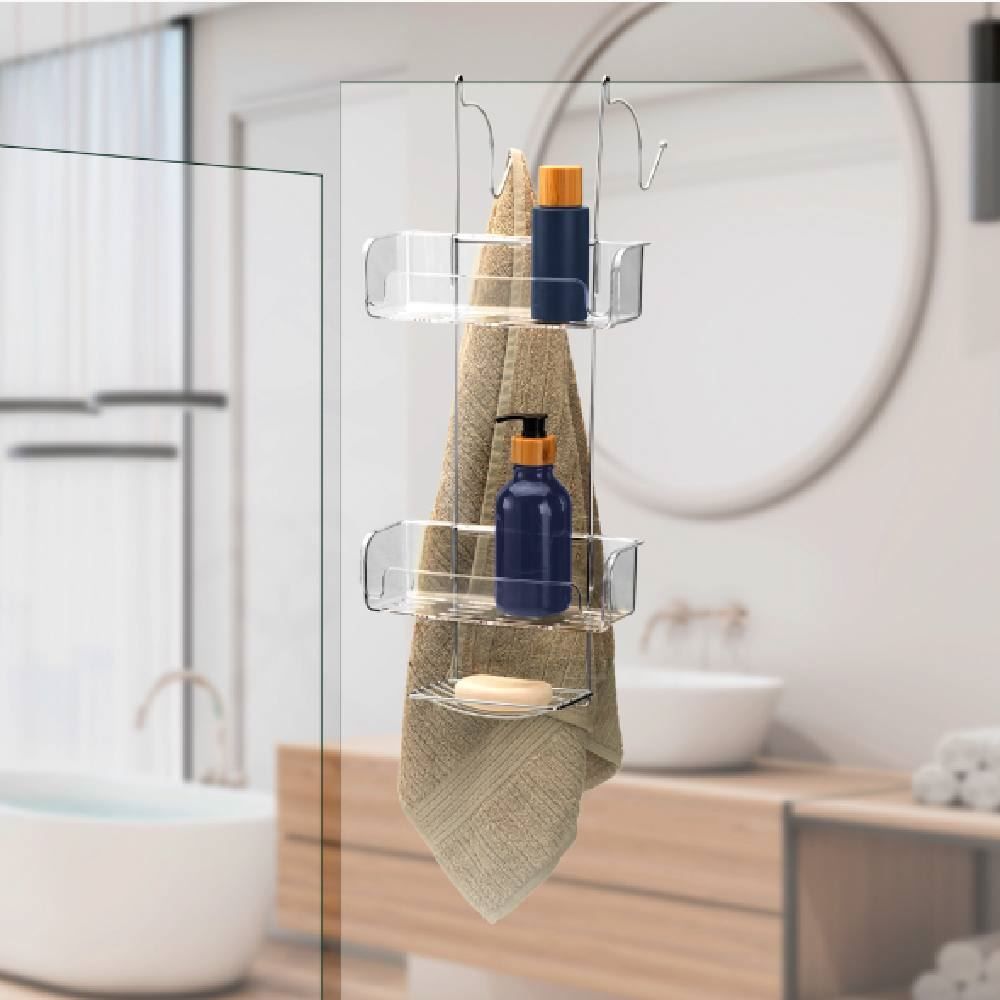 Porta Shampoo Duplo De Box Com Saboneteira Arthi - Aço Inox