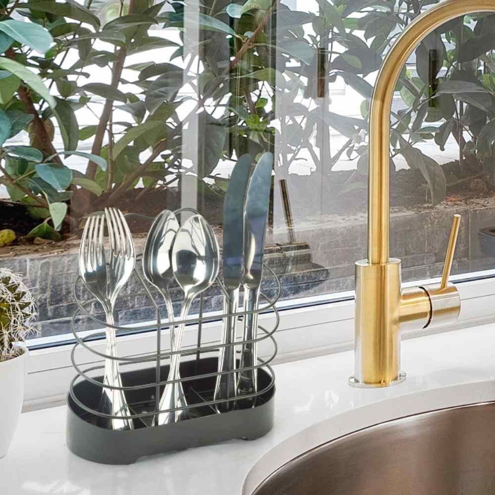 Porta Talheres Belize Black Life Arthi - Aço Inox