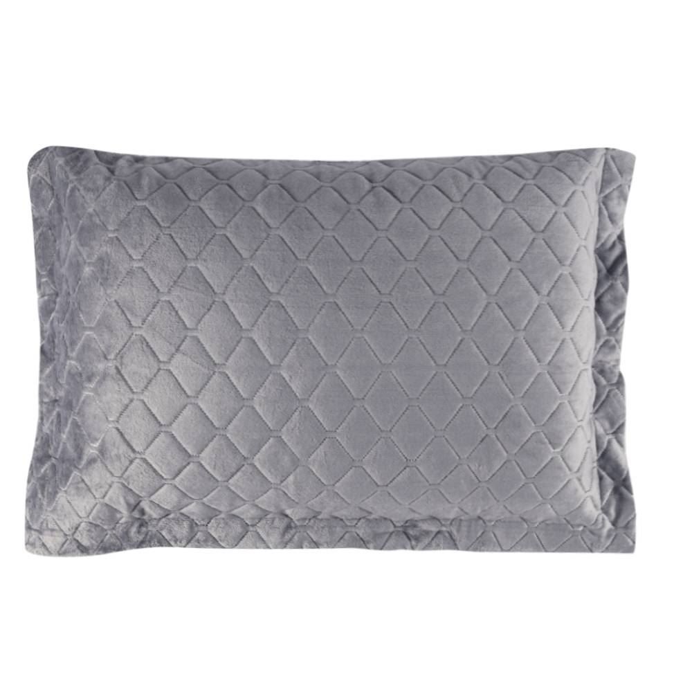 Porta Travesseiro Plush Provence Havan Casa - Cinza Ardósia