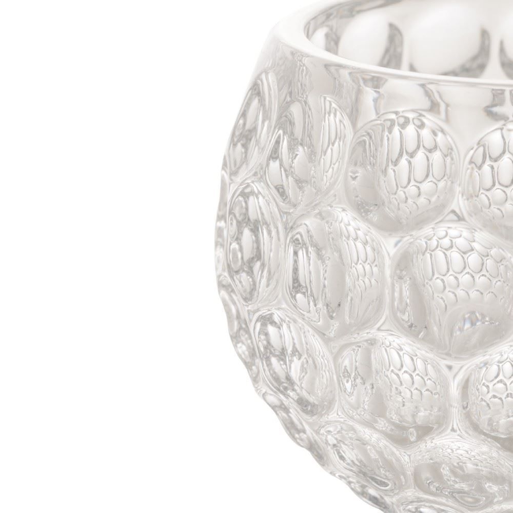 Porta Velas De Cristal Bolhas Lyor 7,5 Cm - Transparente