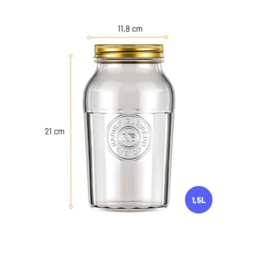 Pote De Vidro Americano Vintage 1,5 Litros Marinex - Transparente