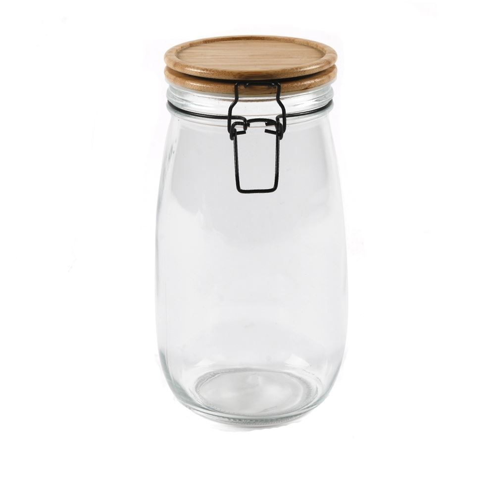 Pote De Vidro Com Tampa Em Bambu Havan Casa 1,4 Litros - Transparente 