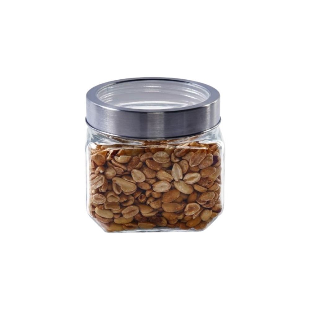 Pote De Vidro Com Tampa Lyor 800 Ml - Prata