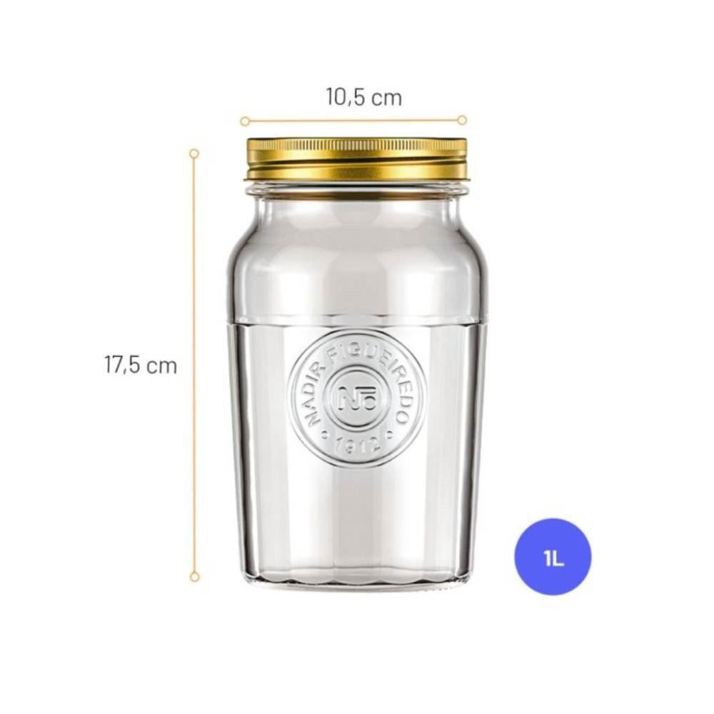 Pote De Vidro Com Tampa Vintage Marinex 1L - Transparente