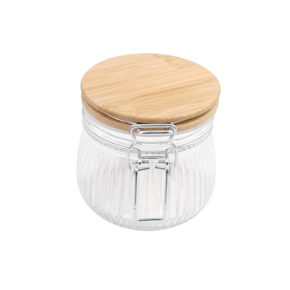 Pote Hermético Canelado Com Tampa Havan Casa 500Ml - Bambu e Transparente