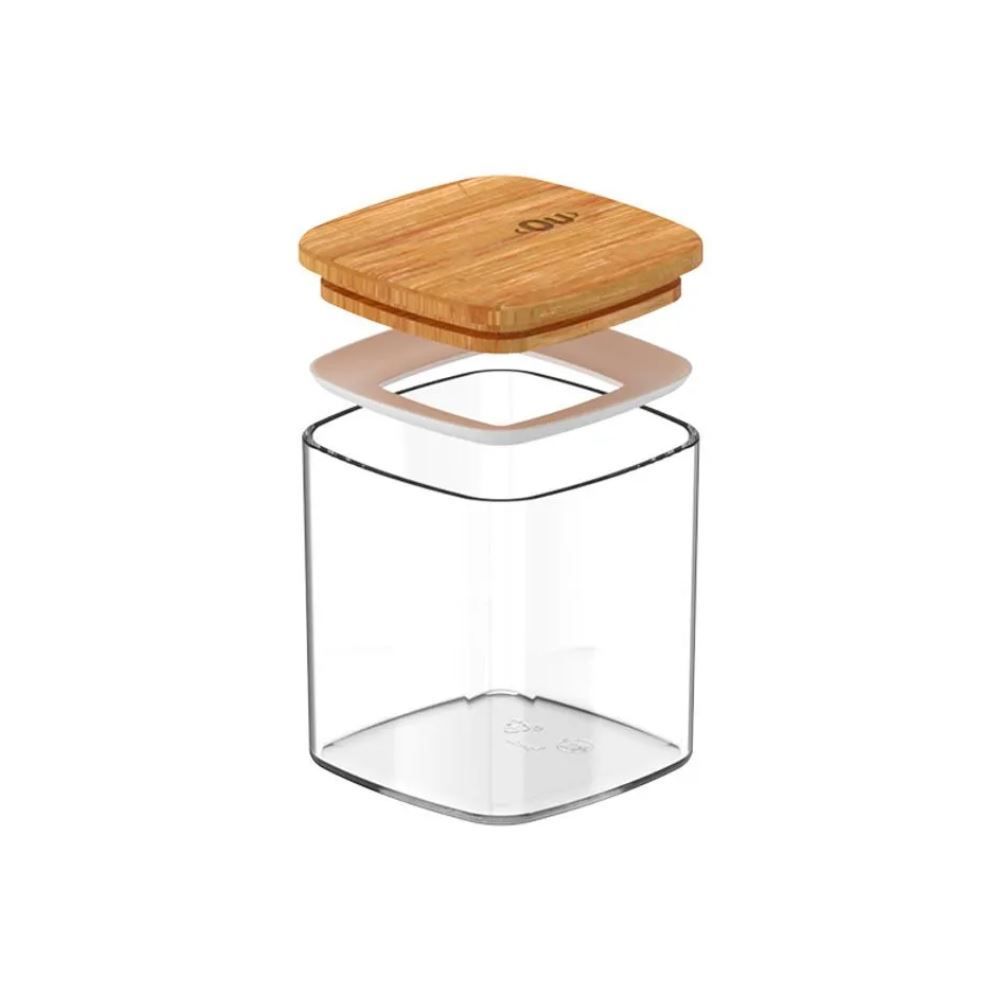Pote Hermetico Keep Ou 150Ml - Transparente e Bambu