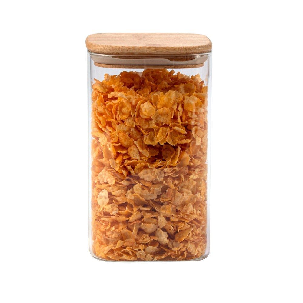 Pote Hermético Quadrado Com Tampa Havan Casa 1,35 Litros - Bambu