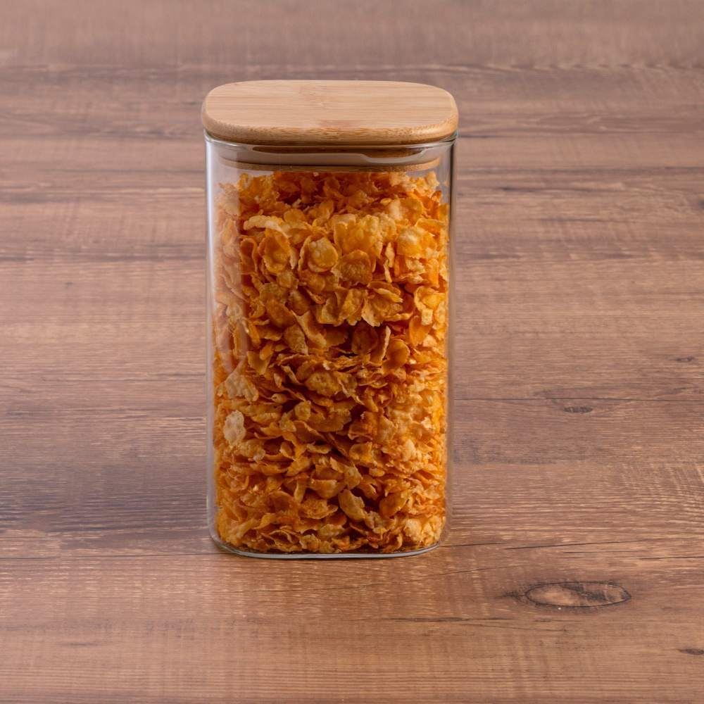 Pote Hermético Quadrado Com Tampa Havan Casa 1,35 Litros - Bambu