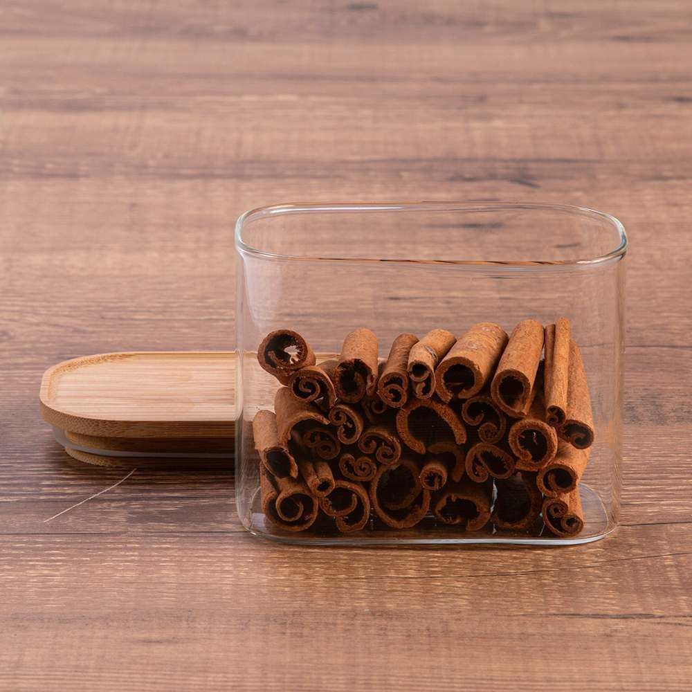 Pote Hermético Retangular Com Tampa Havan Casa 630 Ml - Bambu