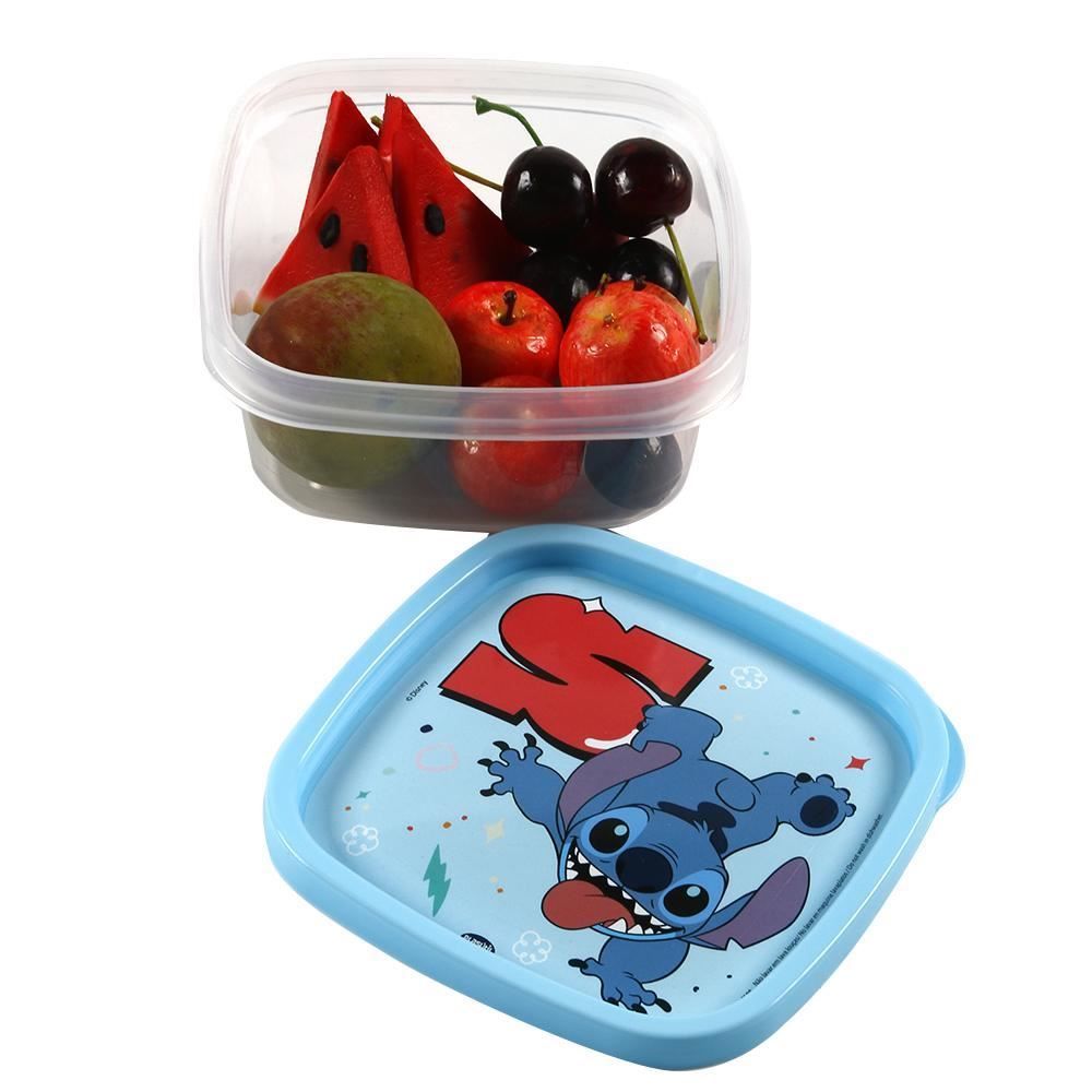 Pote Quadrado Decorado Stitch Plasútil 580Ml - Stitch