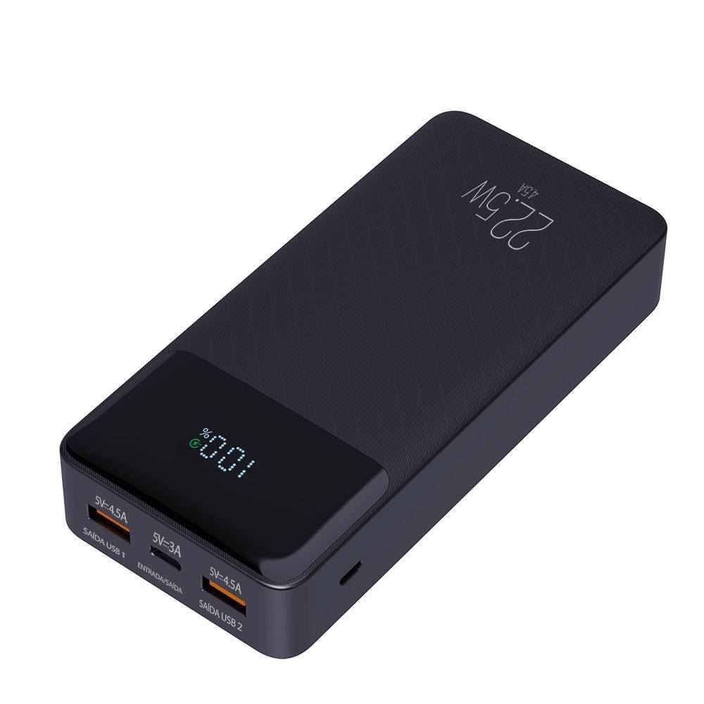 Power Bank 20000Mah Elg Com Display Indicador Preto