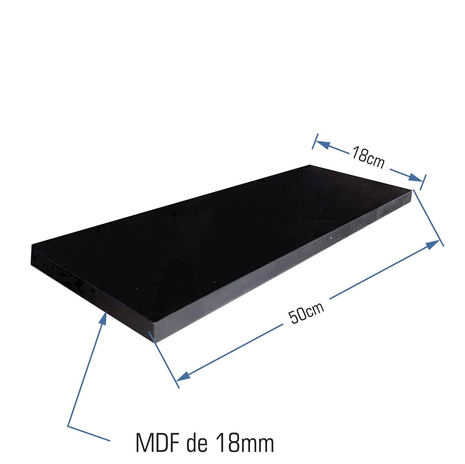 Prateleira Reta Mdf 50X20cm Tabaco Jpf 217 - PRETA