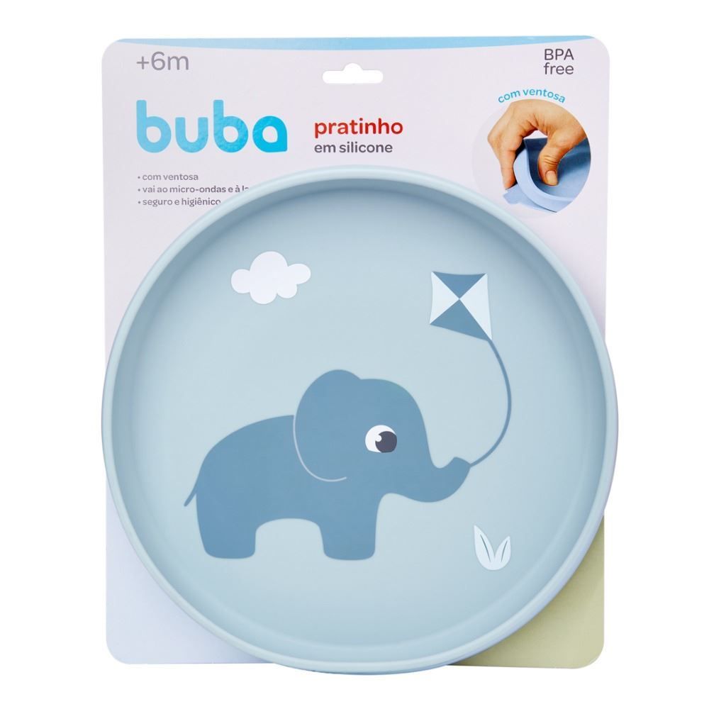 Pratinho Em Silicone Com Ventosa Cloudy Buba - Azul Claro