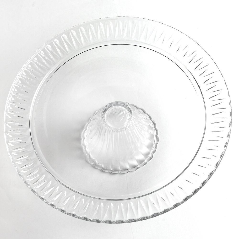 Prato De Bolo Com Pé Radial Lyor 31,5 Cm - Transparente
