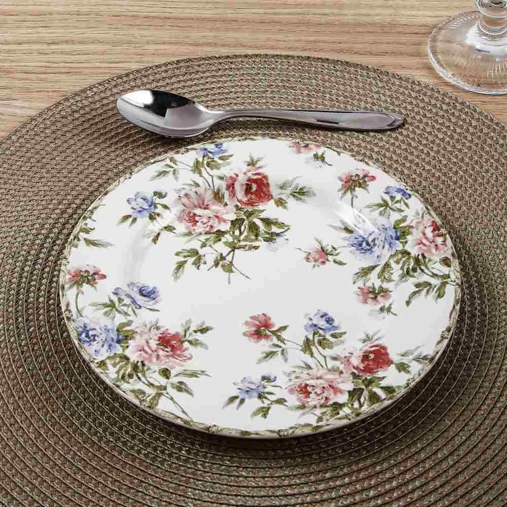 Prato De Sobremesa Cerâmica Romântica 2 Havan Casa By Alleanza - 19,5cm