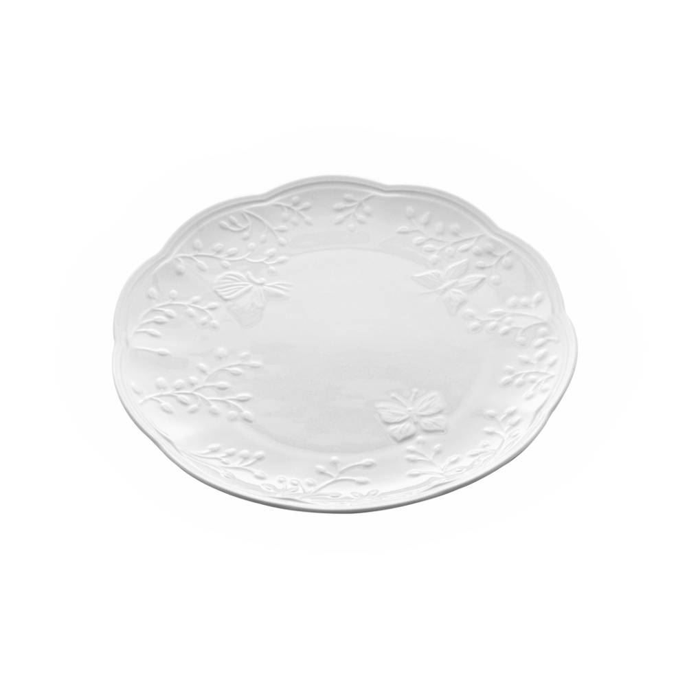 Prato De Sobremesa Lyor De Porcelana Butterfly 19Cm - Branco