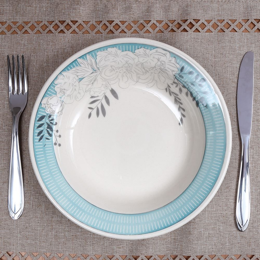 Prato Fundo Donna Isis Biona 21,5Cm - Azul Claro E Branco