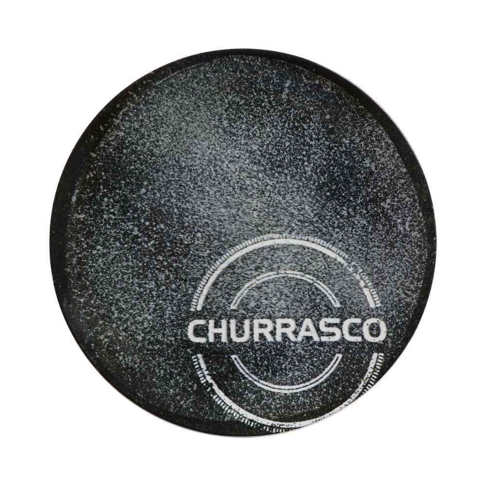 Prato Raso De Churrasco 25 Cm Tramontina Porcelana - Preto
