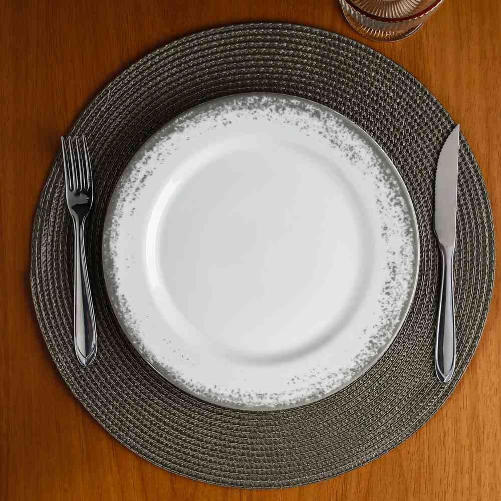 Prato Raso De Porcelana Névoa Cinza Schmidt - 26 cm