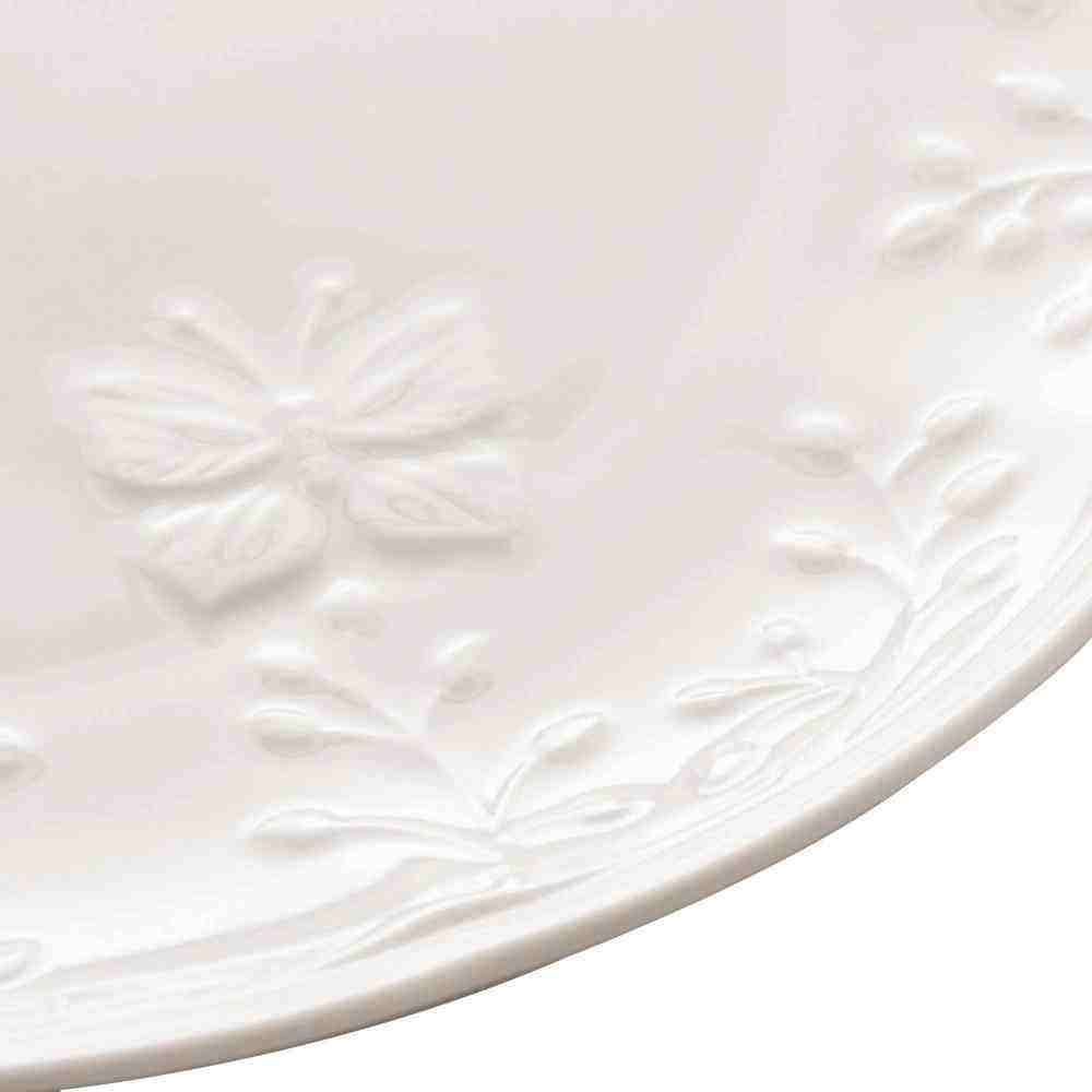 Prato Raso Lyor De Porcelana Butterfly 27Cm - Branco