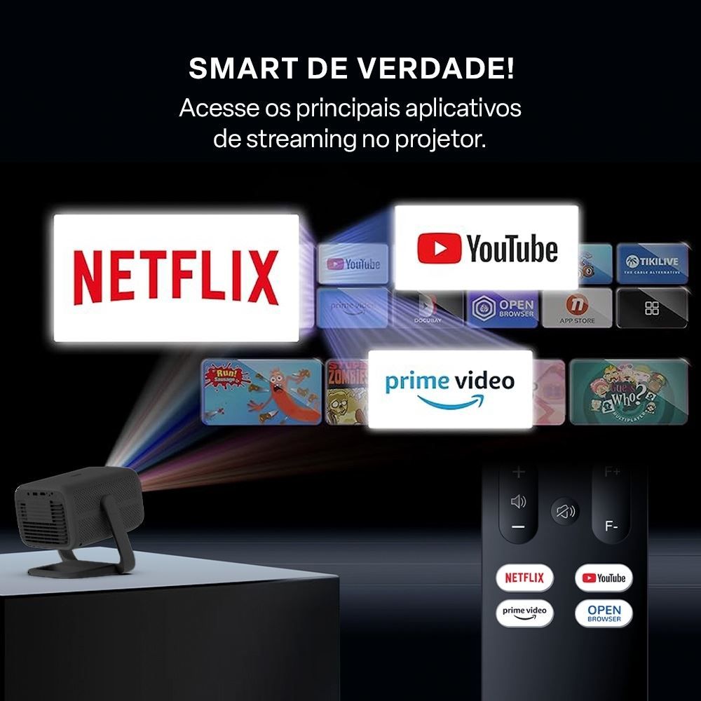 Projetor  Smart Full Hd - Multi L Portátil Foco Eletrônico L Wi Fi Bt