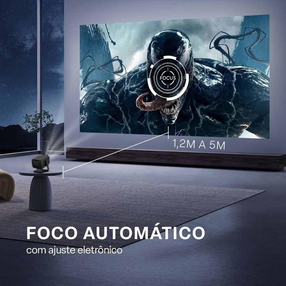 Projetor  Smart Full Hd - Multi L Portátil Foco Eletrônico L Wi Fi Bt