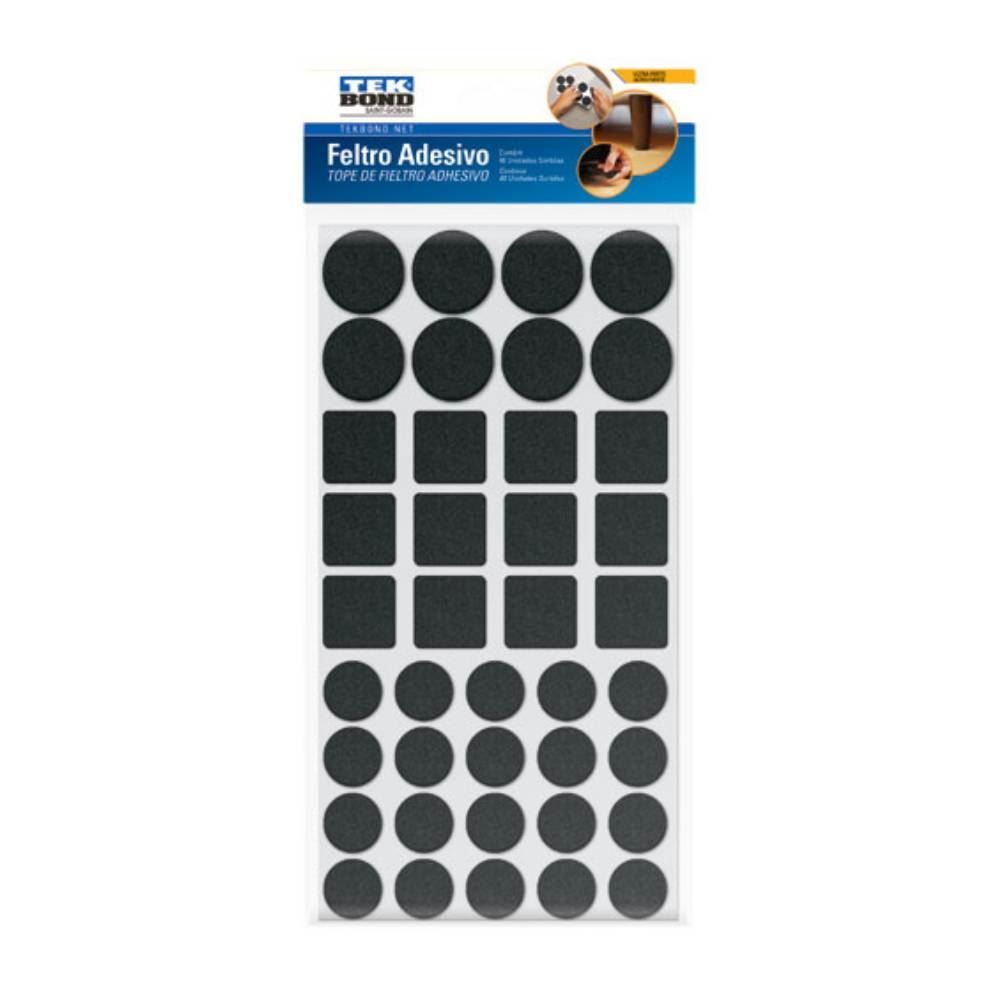 Protetor Adesivo Feltro Tekbond P/ Móveis E Pisos 40 Peças - Preto