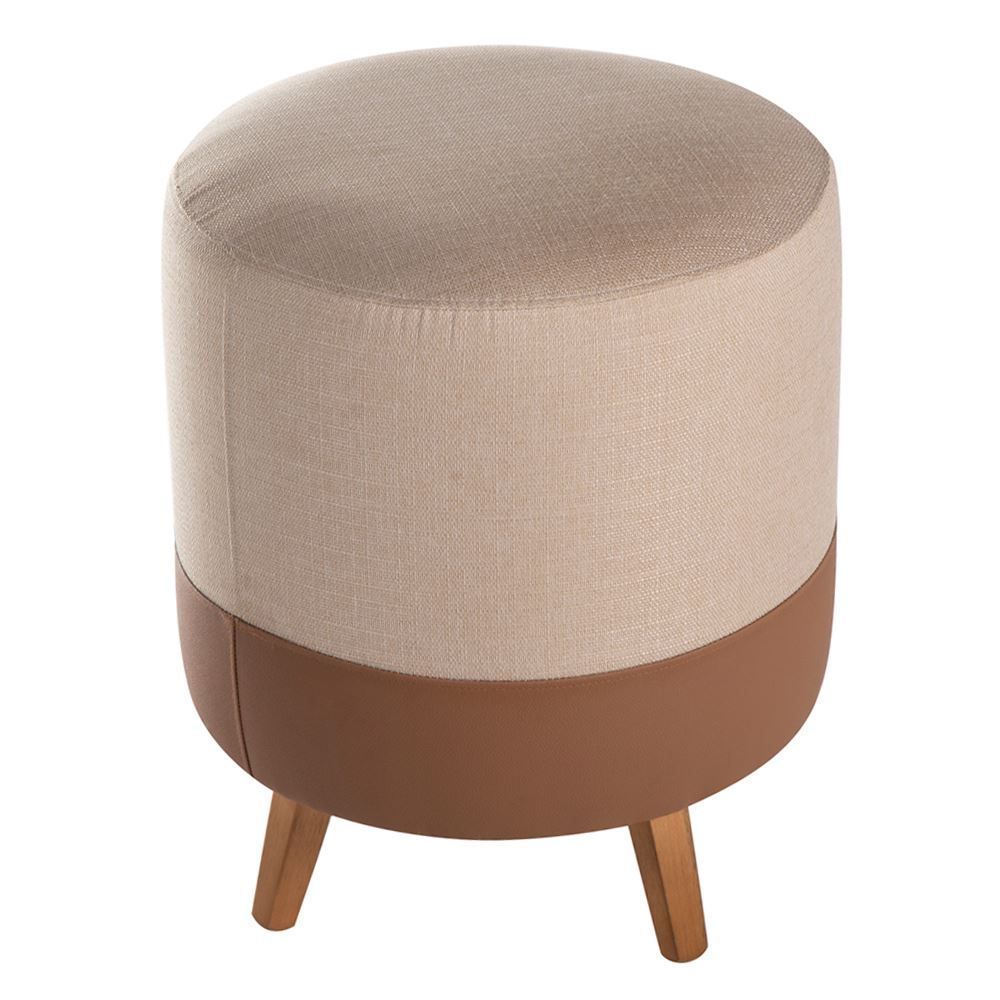 Puff Barcelona 40X40x47 Cm Havan Casa - Bege/Marrom