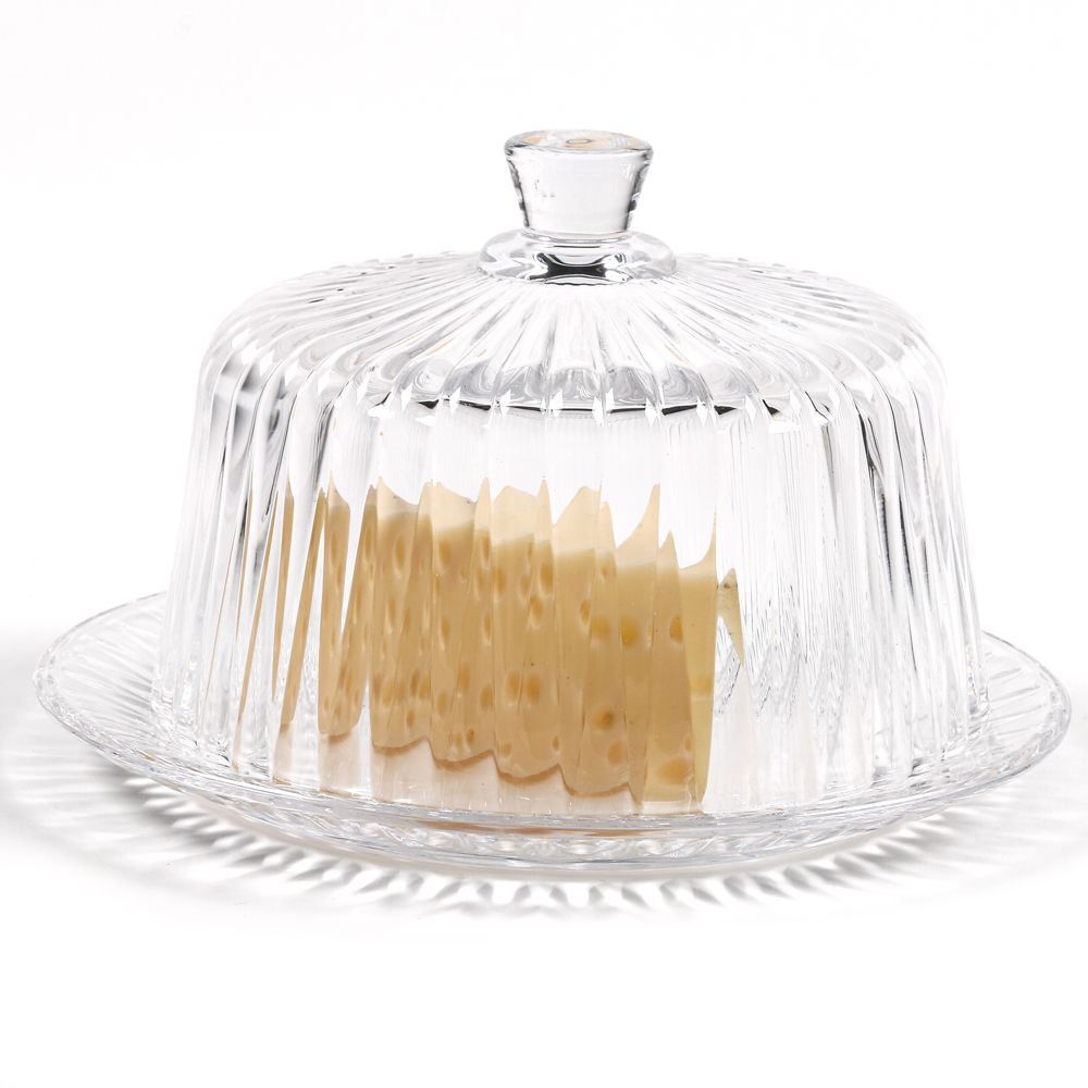 Queijeira De Vidro Com Tampa Radial Lyor 19,5Cm - Transparente